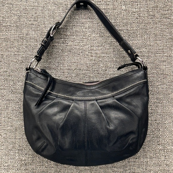 Coach Shoulder‎ Bag Medium Black Black Leather Pleated Soho Hobo Y2K 2009 - Picture 1 of 15